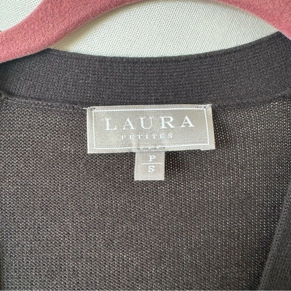 Laura Petite Black Short Sleeve Open Front Shrug Sweater Cardigan Size Small - Picture 3 of 7